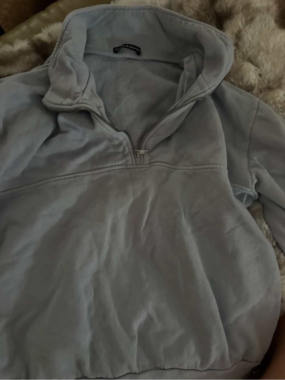 Brandy Melville Light Gray Half-Zip Pullover Sweatshirt